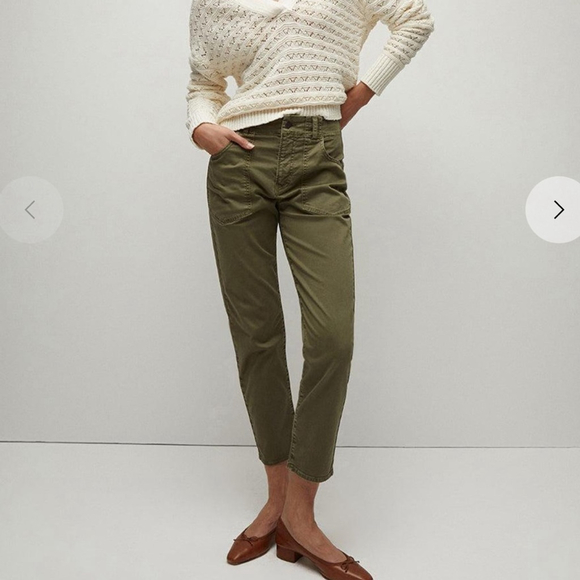 Veronica Beard Pants - Veronica Beard Arya Straight-Leg Crop High- Rise Pant in Army Green Size 27